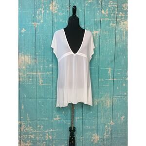 Cloris Murphy white short sleeves sheer beach cover up dress size Large